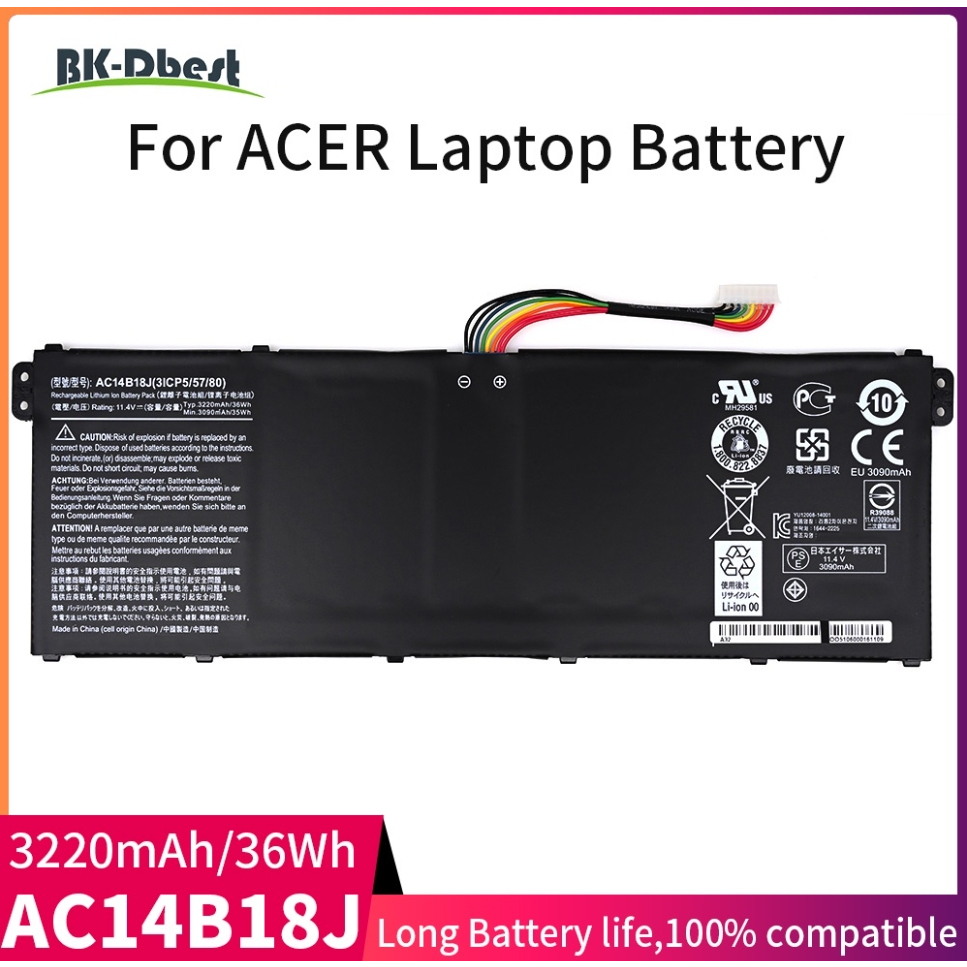 BK-Dbest 11.4V 36Wh AC14B18J แบตเตอรี่แล็ปท็อปสำหรับ Acer Chromebook 11 B115-M B115-MP CB3-111 Aspire ES1-512 ES1-111m 3