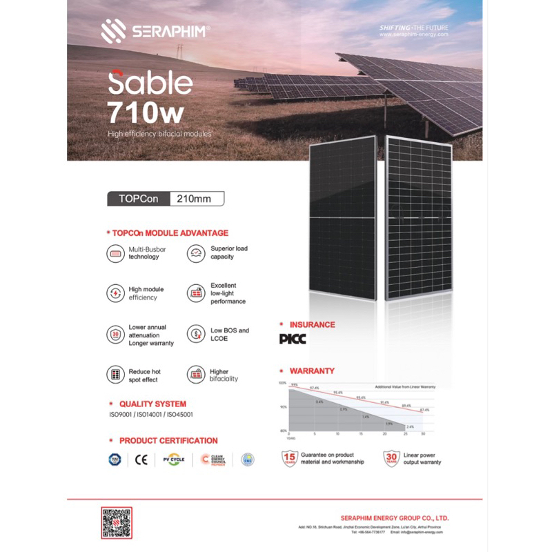 SERAPHIM Monocrystaline 710W Bifacial