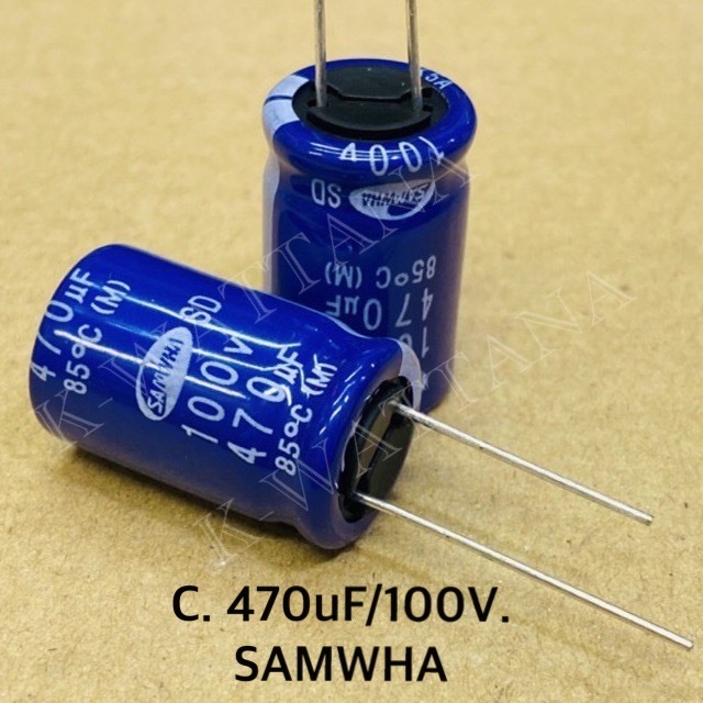 [จำนวน 10 ตัว] Capacitor ค่า 470uF 100V. ยี่ห้อ Samwha ของแท้