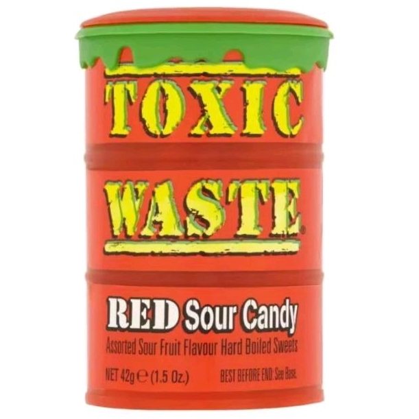 Toxic Waste Red Drum Extreme Sour Candy 42g - ขยะพิษ กล่องแดง ลูกอมรสเปรี้ยวมาก 42 กรัม