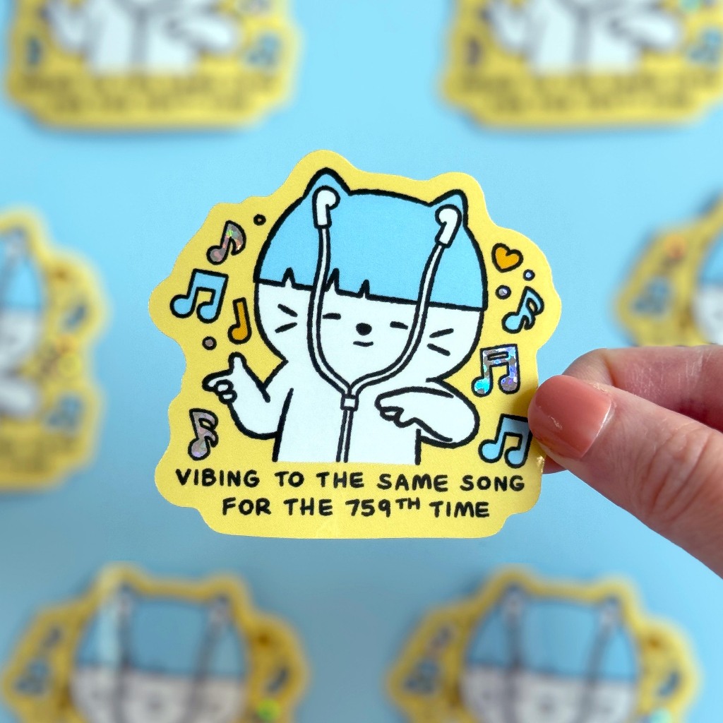 Favorite Music Glitter Sticker สติกเกอร์กลิตเตอร์ ลายน้องแมว | Jormation