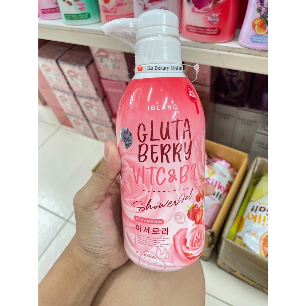 ไอ บลองท์ กลูต้า เบอร์รี่ เจลอาบน้ำ IBlanc Gluta Berry Vit C and B3 shower Gel 500 g.