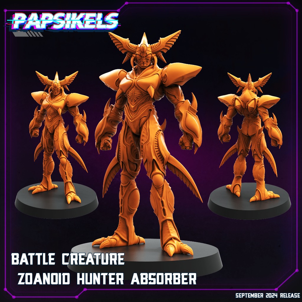 Battle Creature Zoanoid Hunter Absorber - Bio-Booster - Humanoid / 32mm scale 3D printed miniature PSK