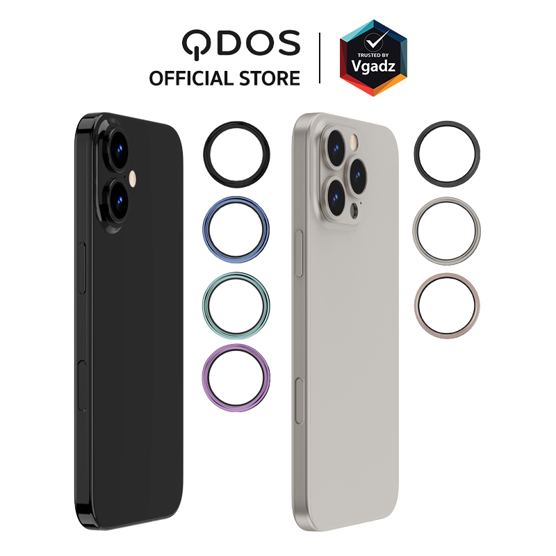 QDOS กระจกเลนส์กล้องสำหรับ iPhone 16 / 16 Plus / 16 Pro / 16 Pro Max รุ่น Optirings