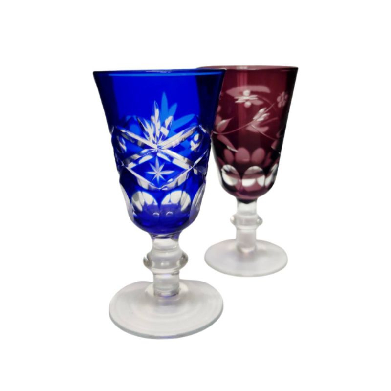 Edo Kiriko Japan Crystal Wine Cut Glass แก้วไวน์เจียรลาย