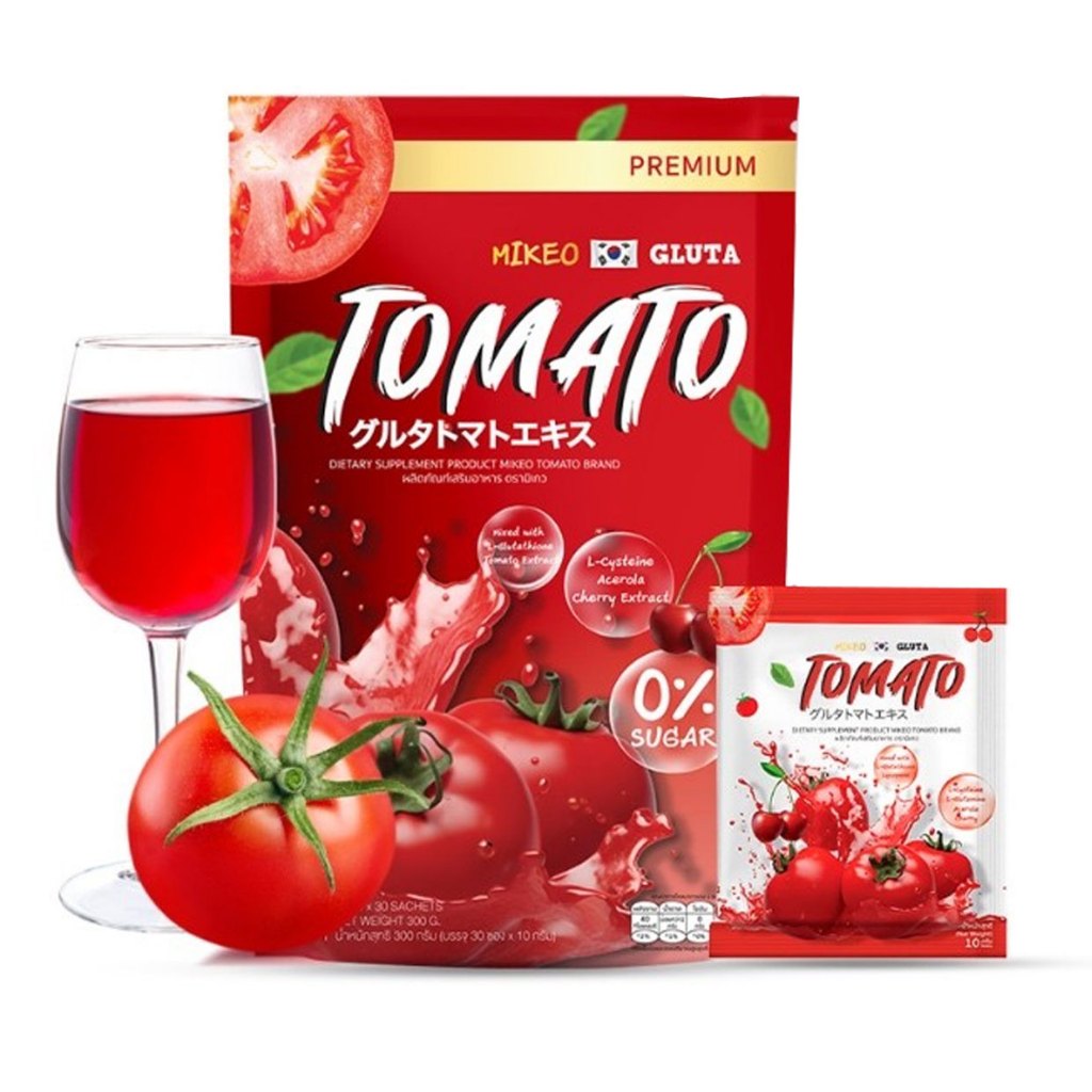 น้ำชงมิเกว มะเขือเทศ ถุงแดง 30ซอง Gluta Mikeo Tomato Plus มิเกะโอะ มิเกว โทเมโท พลัส