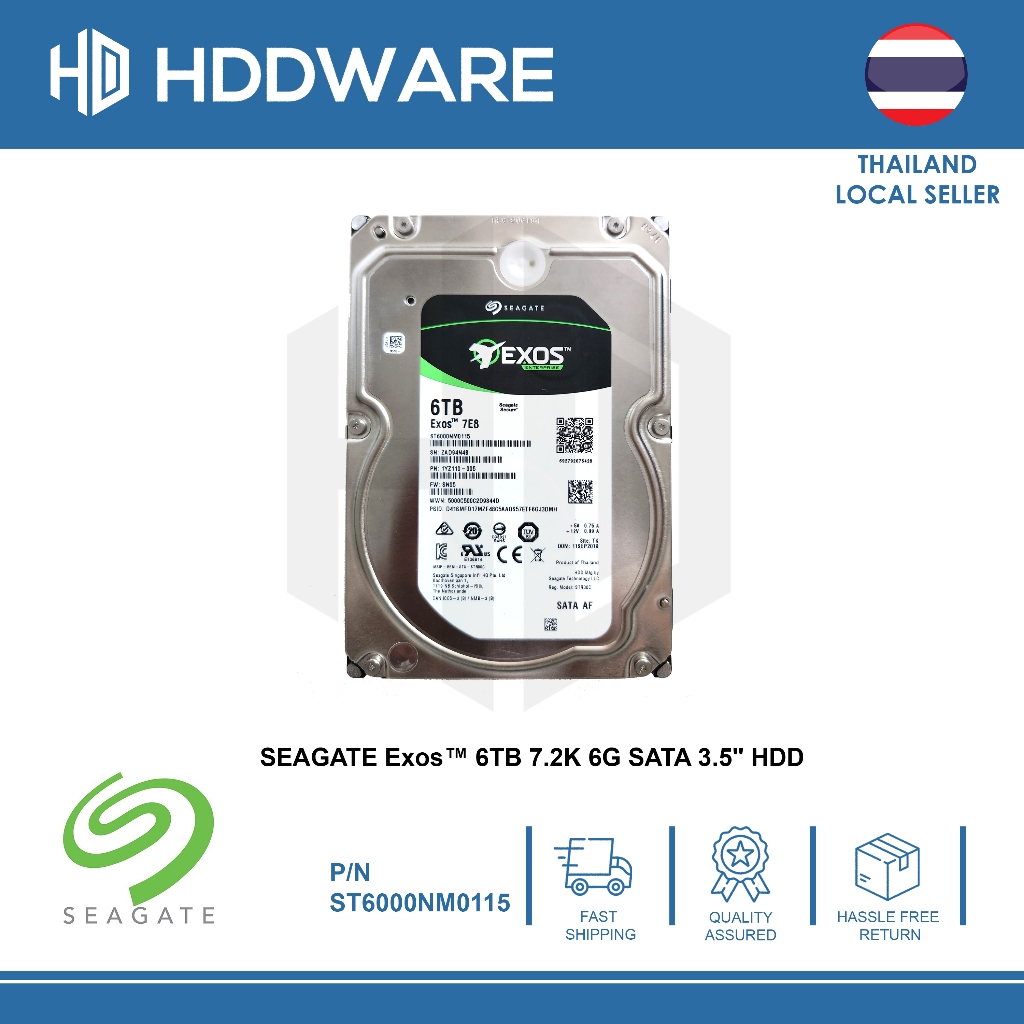 SEAGATE Exos™ 6TB 7.2K 6G SATA 512e 3.5" HDD // ST6000NM0115 // 1YZ110-00X