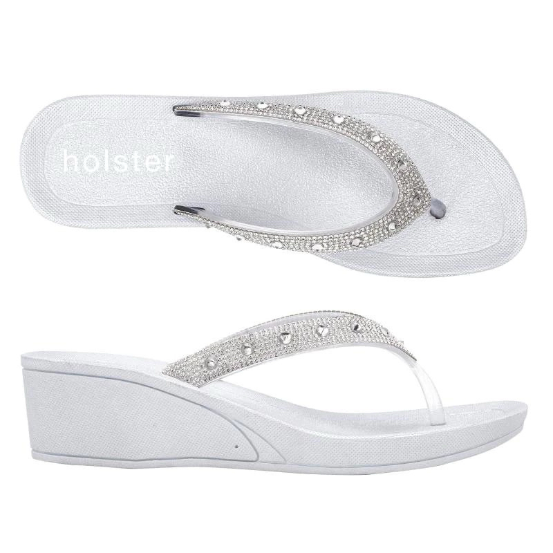 Holster Alicia Wedge Clear ของแท้100% ใช้โค้ดลดได้ รองเท้าแตะส้นสูง มือ2 ไซส์ US8 เบอร์39 พร้อมส่ง