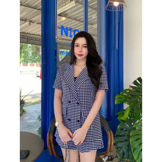 SS2_ชุดเซ็ตเสื้อสูท+กางเกงขาสั้น ผ้าวูลเวฟ ผ้ายืดใส่สบาย สาวอวบใส่ได้ ผู้หญิง Clothing Lady Women