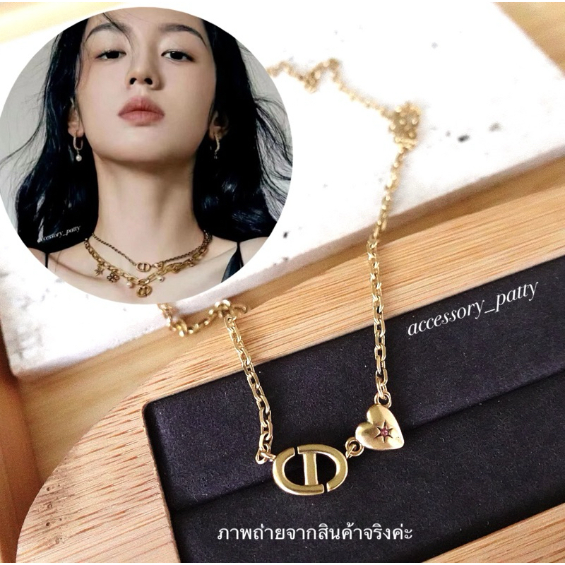 ✨สร้อยคอสีแอนทีค Lucky Collection🍀 รุ่นD/17 งานจี้สวยฝังเพชรชมพู งานใส่ง่ายใส่สวย สินค้าเป๊ะสุดค่ะ✨