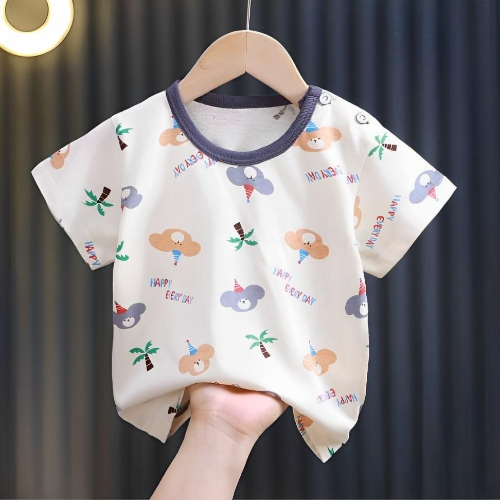 พร้อมส่งในไทย !! เสื้อยืดแขนสั้นเด็กผู้ชาย เสื้อยืดเด็กผู้หญิง สีสันสดใส ผ้าฝ้ายผสม พิมพ์ลายน่ารัก Baby T-Shirts