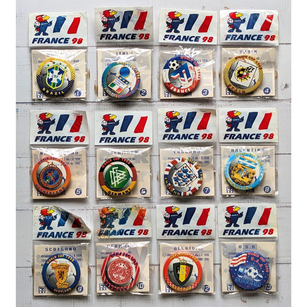 เข็มกลัด ฟุตบอลโลก France 1998 ของแจก 7-11 งานเก่าของแท้ 100%