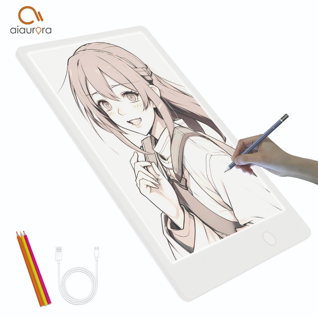 LED สำหรับงานศิลปะ A4 แบตเตอรี่ในตัว กระดานวาดภาพ led หรี่แสงได้ 3 ระดับ Type-C ใช้ไฟจาก usb คัดลอกบอร์ด led copy table