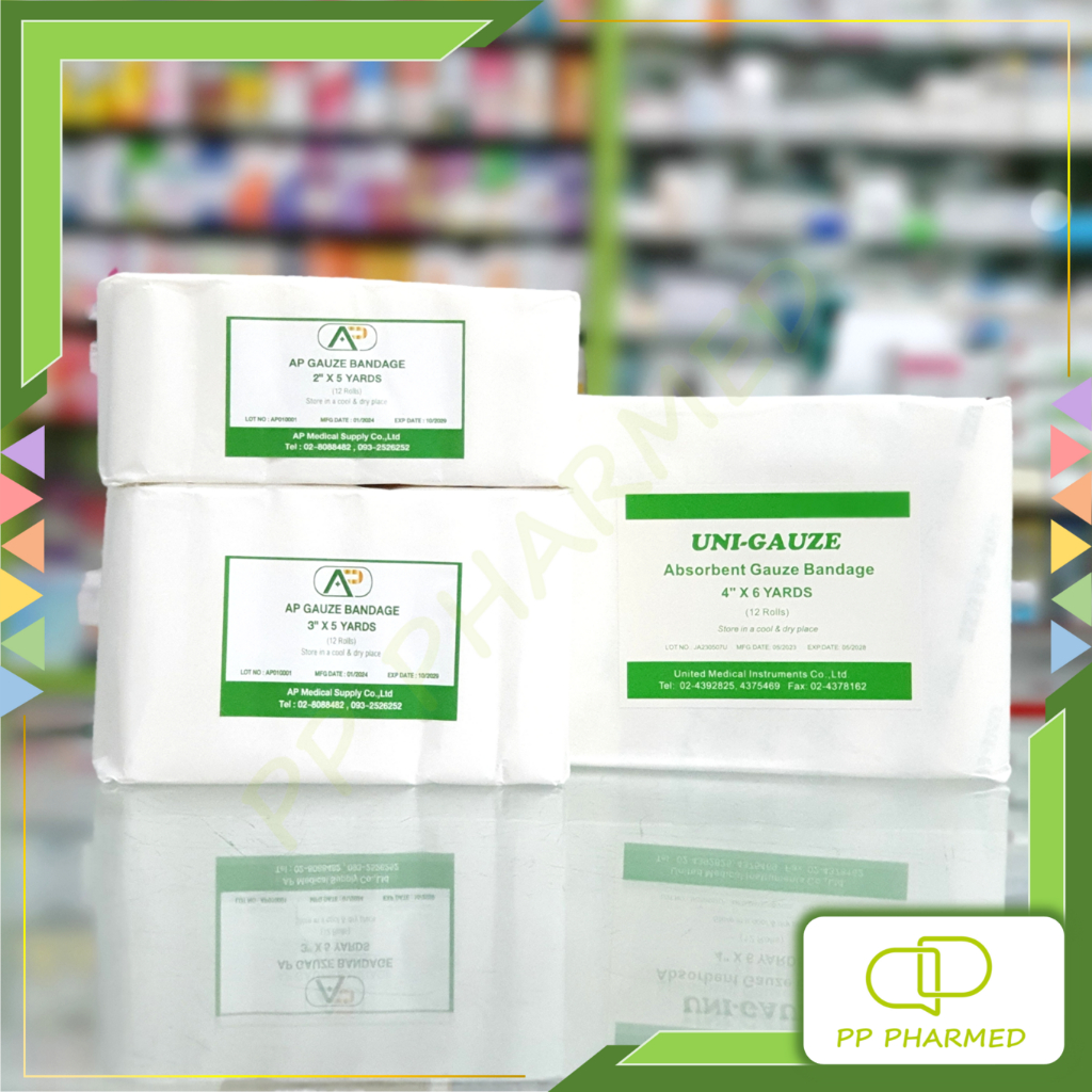 Uni-Gauze ผ้าก๊อซพันแผล Absorbent Gauze Bandage แพ็ค12ม้วน