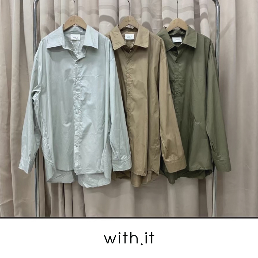 ลด 75.- พิมพ์ WTSD12 with.it.store -TPW07012 เสื้อเชิ้ตโอเวอร์ไซส์แขนยาวปักดับบลิวดับบลิว