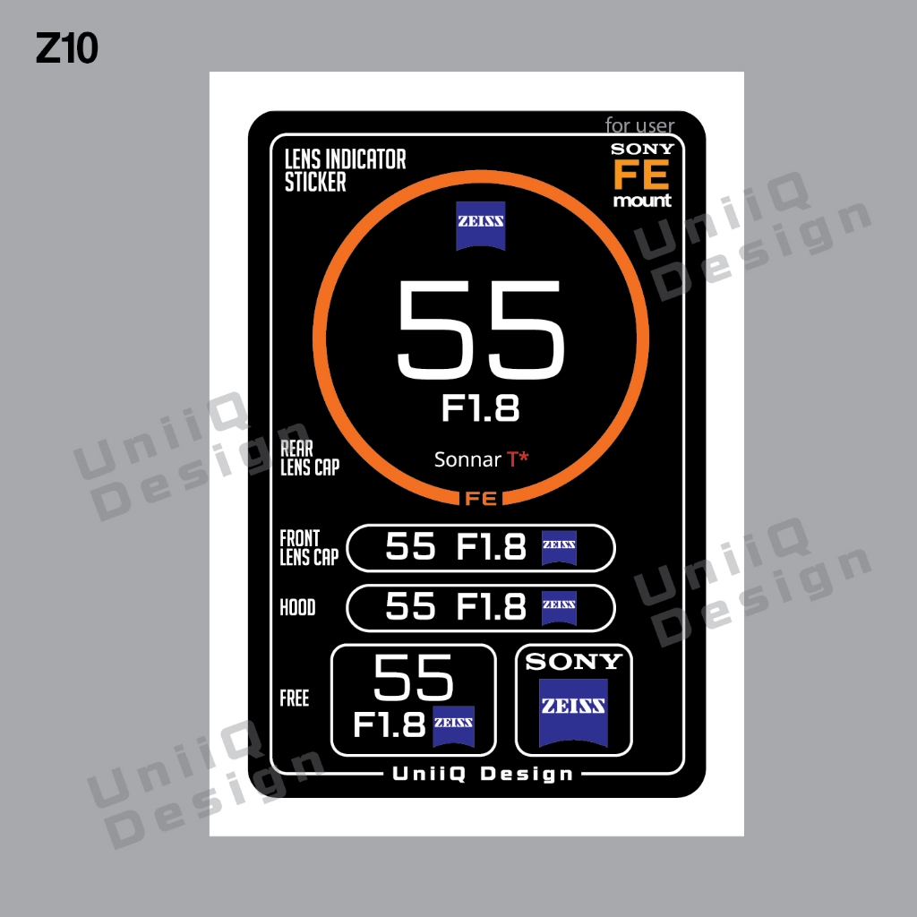 Sticker Lens Cap ZEISS [FE mount Sony] สติกเกอร์แต่งฝาหน้าหลังเลนส์ บอก ...