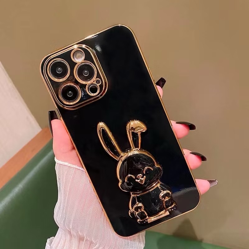 เคส สำหรับรุ่น IPhone i16 pro max i16plus i16 กระต่าย ขาตั้งได้ ฝาหลัง แบบนิ่ม น่ารัก