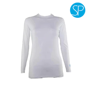 SParms เสื้อรัดรูปกันแดดแขนยาวคอกลม กันรังสี UV 99.8% สำหรับผู้หญิง - สีขาว