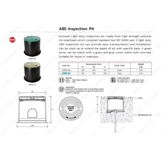 GXPIP-GY : Plastic Inspection Pit Round Shape Gray บ่อกราวด์พลาสติกทรงกลมสีเทา 130X150X120 mm.