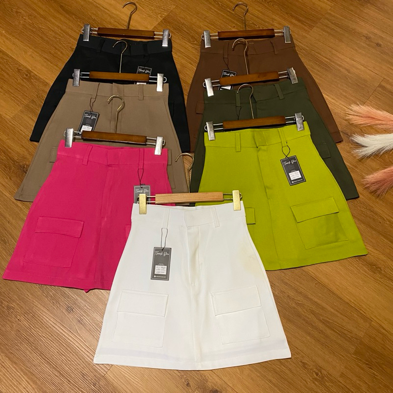 กางเกงกระโปรงคาร์โก้ มีกระเป๋า (พ) S-M-L-XL-2xl-3xl Clothing Lady Skirt เสื้อผ้า