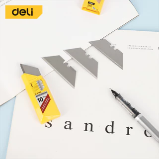 Deli ใบมีดคัตเตอร์ ใบมีด ขนาดเล็ก คม จำนวน 10ใบ พร้อมกล่องบรรจุ สำหรับเปลี่ยน Knife Blade
