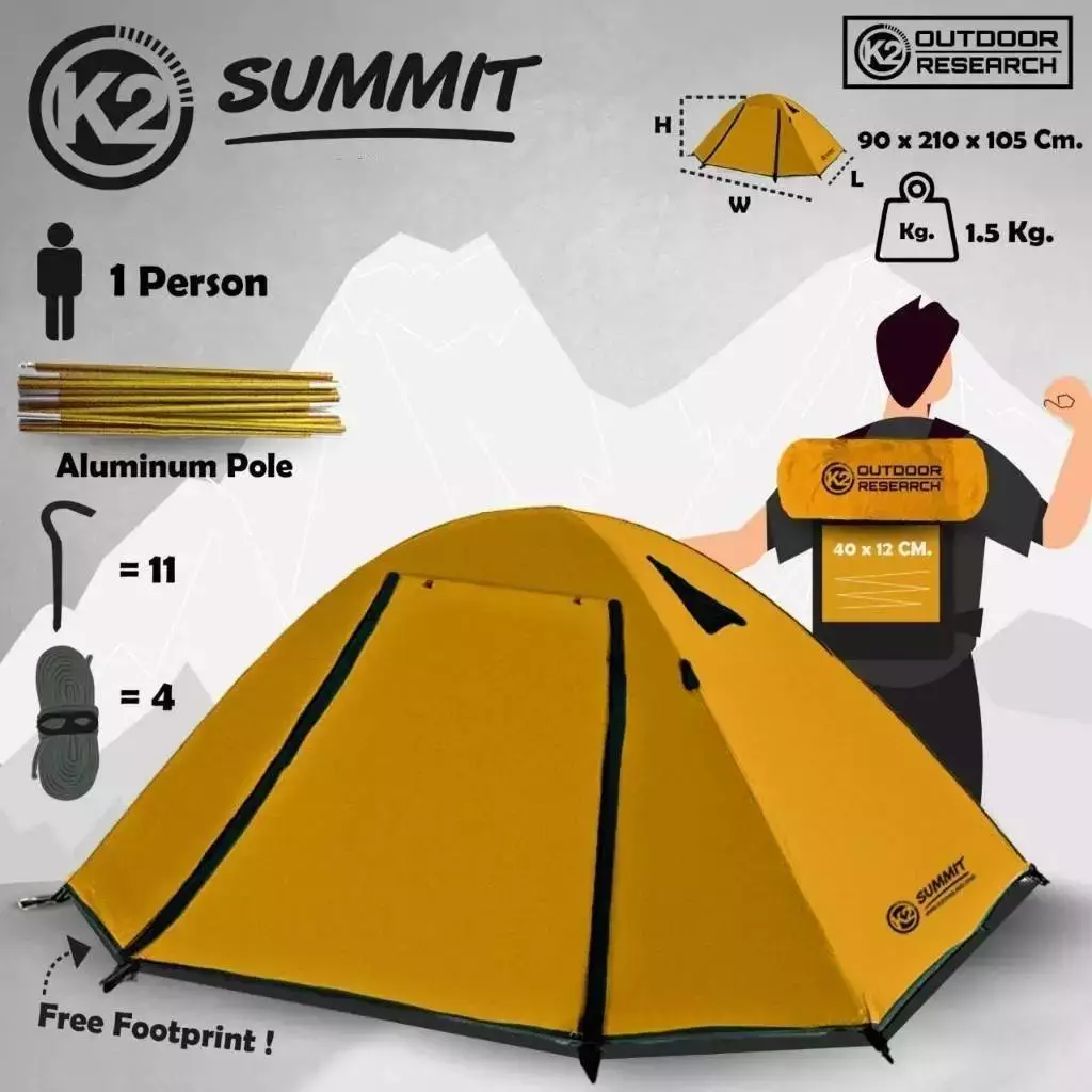 ​K2 Summit Solo เต็นท์สำหรับ1คนนอนเต็นท์แคมป์ปิ้ง เต็นท์แคมปิ้ง กันฝนกันน้ำ เต็นท์สนาม เต็นท์เดินป่า thumbnail 9