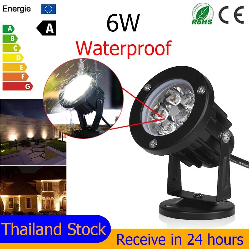 ไฟสนามหญ้า LED 6W สำหรับสวน IP67กันน้ำกลางแจ้งไฟ LED โคมไฟสปอตไลท์ทางเดินในลานสนามหญ้าไฟสนาม 12V 220V Lawn Lamp