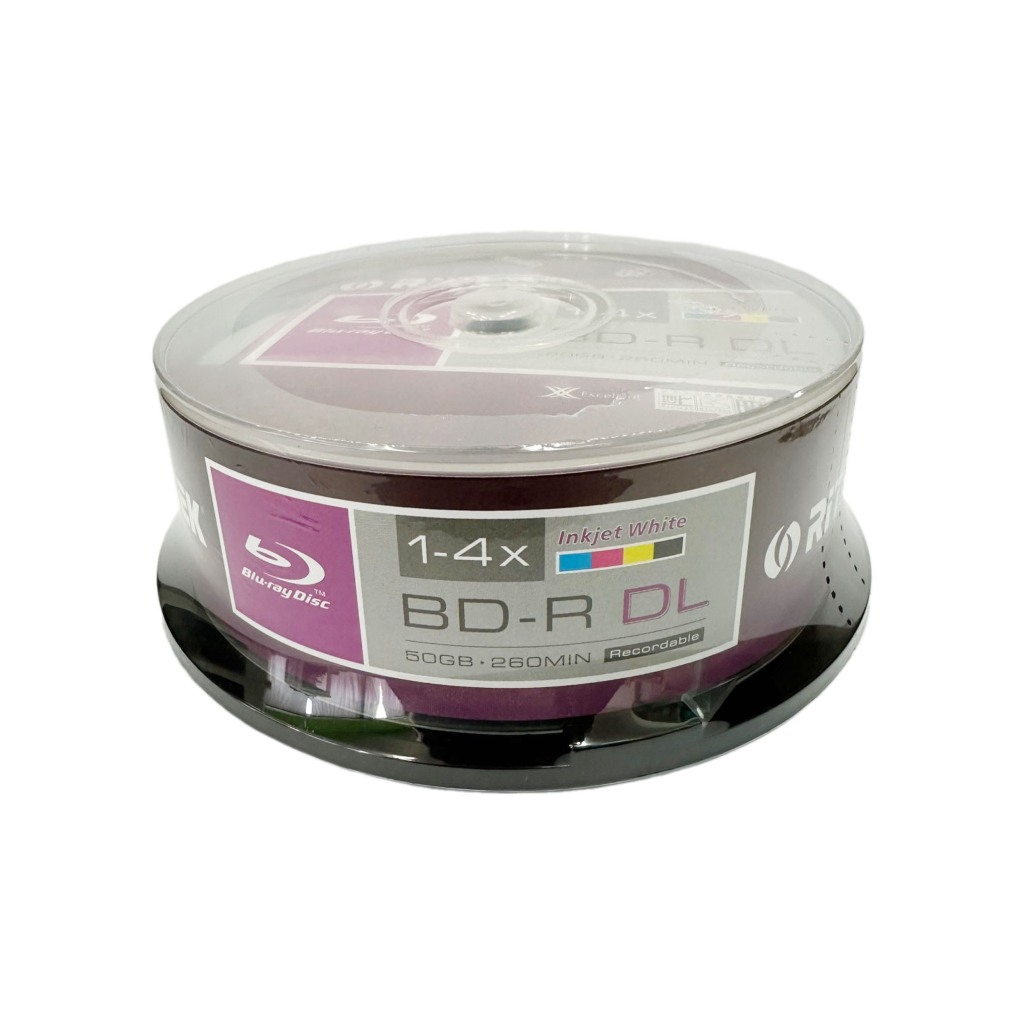 แผ่นเปล่าบลูเรย์หน้าขาวปริ้นได้ RITEK BD-R DL 50GB White Printable 6X แพค 25 แผ่น