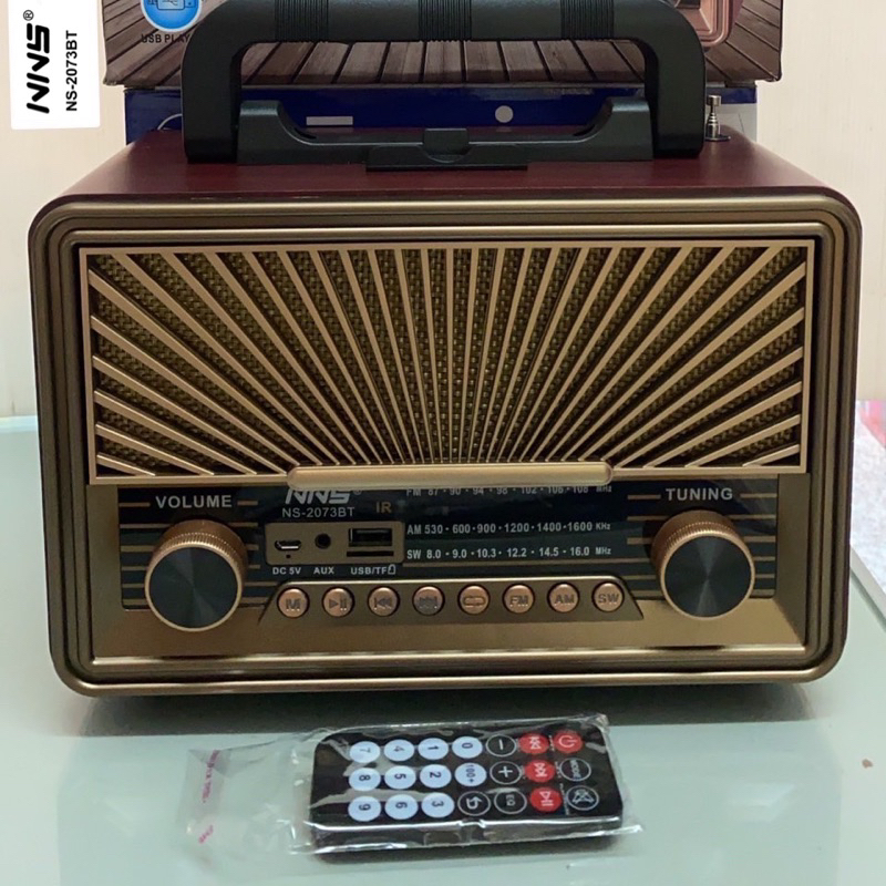 วิทยุบลูทูธ NNS รุ่น NS-2073BT วิทยุบลูทูธ ลำโพงบลูทูธFM-AM วิทยุพกพา สไตล์คลาสสิค  มีรีโมทแถมให้