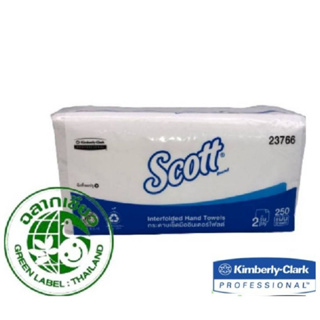 กระดาษเช็ดมือแบบแผ่นหนา 2 ชั้น SCOTT Essential Interfold 2 Ply  Hand Towel 250 แผ่น / ห่อ ขายปลีกคละแบบลายถุง,ลายกร