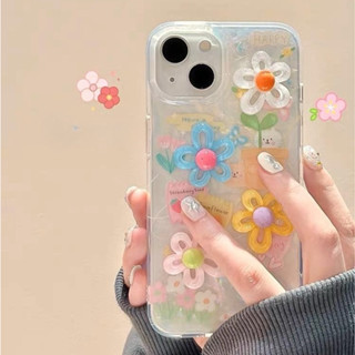 🔥จัดส่ง24ชม🔥iPhone11/12/13/14 Pro max case for เคสไอโฟน11 แฟชั่น บางเบาพกพาง่าย น่ารัก การ์ตูน โปร่งใส 3D ดอกไม้ case