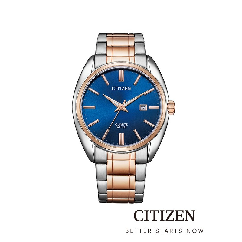 CITIZEN นาฬิกาข้อมือผู้ชาย BI5104-57L Blue dial Stainless Steel Men's Watch Quartz ( ระบบถ่าน )