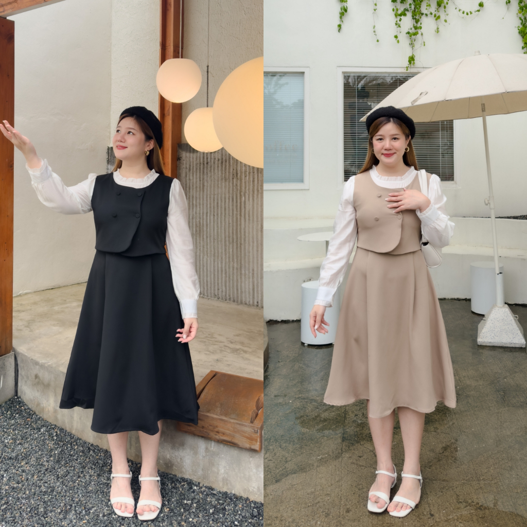 ( อกถึง 44") Le French Dress เดรสสาวอวบ ชุดสาวอวบ