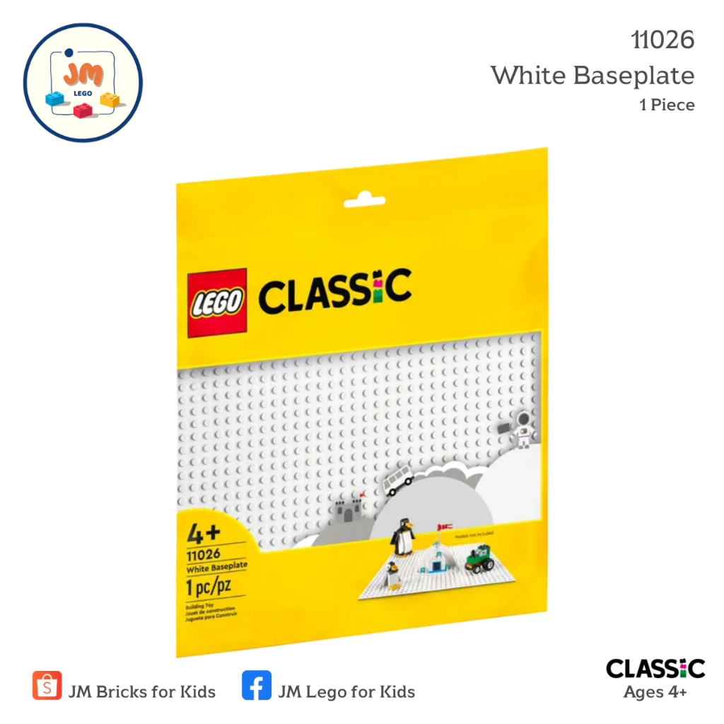 LEGO Classic 11026 White Baseplate (1 Piece) สำหรับเด็กอายุ 4 ปีขึ้นไป Brick Toy ตัวต่อ เลโก้
