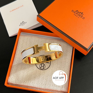 ถูกที่สุด ของแท้100% New Hermes Clic H bracelet PM สีขาว/ทอง