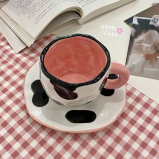 [พร้อมส่ง] 🐄 Set cow ceramic cup แก้วเซรามิค + จานรองแก้ว