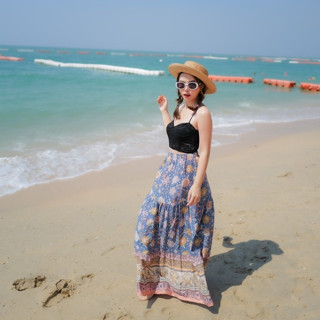 MyWay Brand : Skirt - Boho Peachy Flower 👋เลื่อนดูขนาดที่รูปสุดท้ายน้า