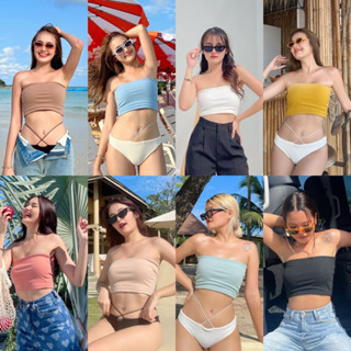 Summer tube top เกาะอกผ้าร่องสีพาสเทล (3008)