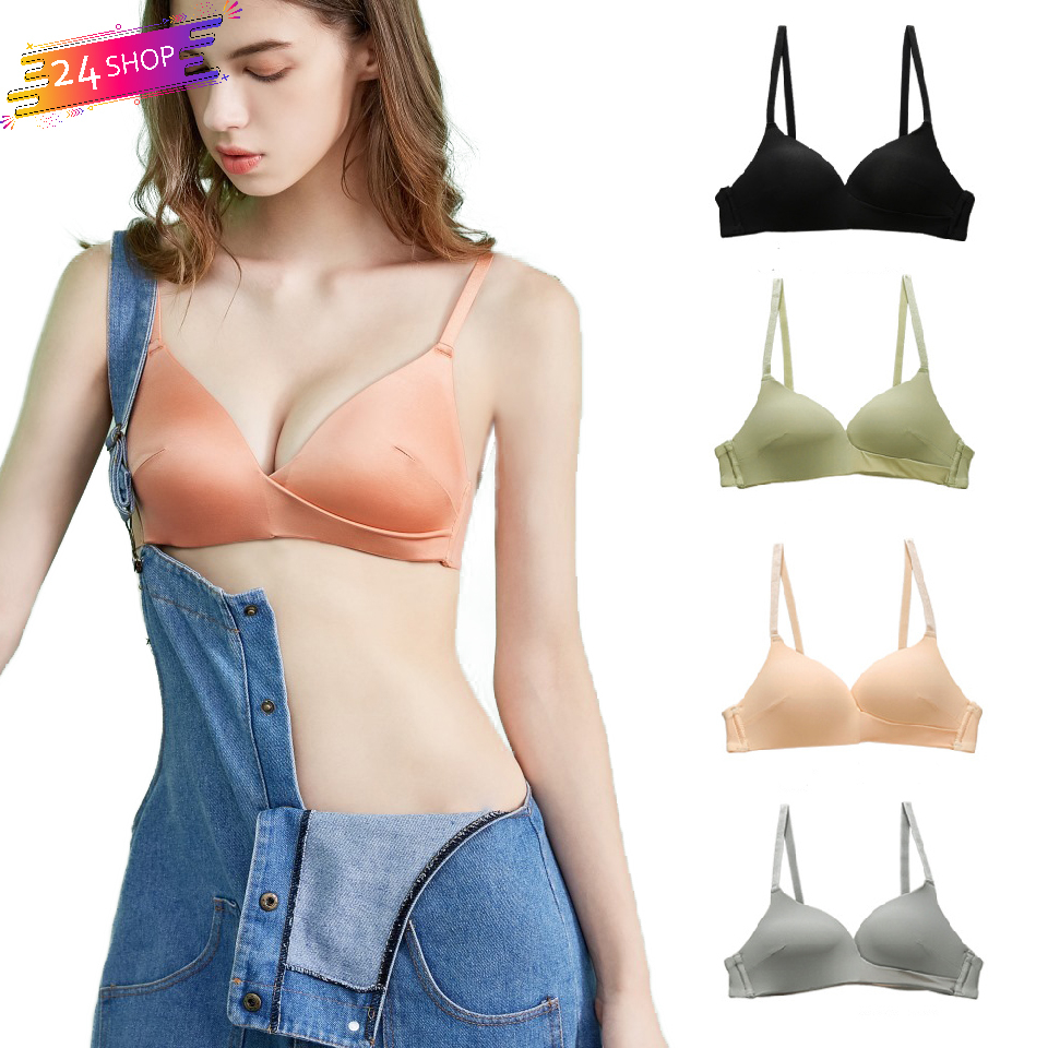 ส่งฟรี VR-013 [24shop] บราไขว้หน้า ไร้โครงฟองบาง บราถนอมทรง บราเพื่อสุขภาพ
