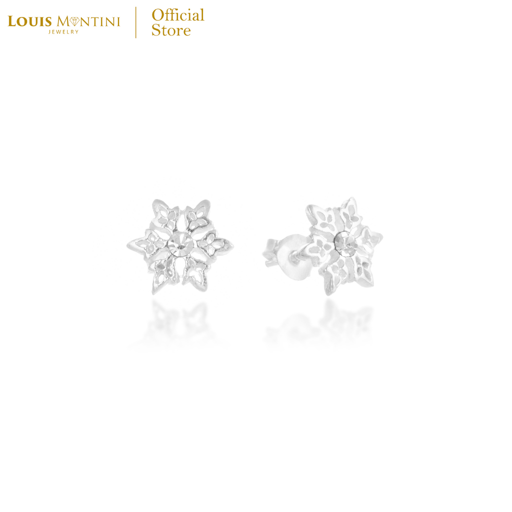 Louis Montini (Jewelry) Sterling Silver 925 Earrings ต่างหูเงินแท้ 92.5% ต่างหูผู้หญิง รูปเกล็ดหิมะ LJER113