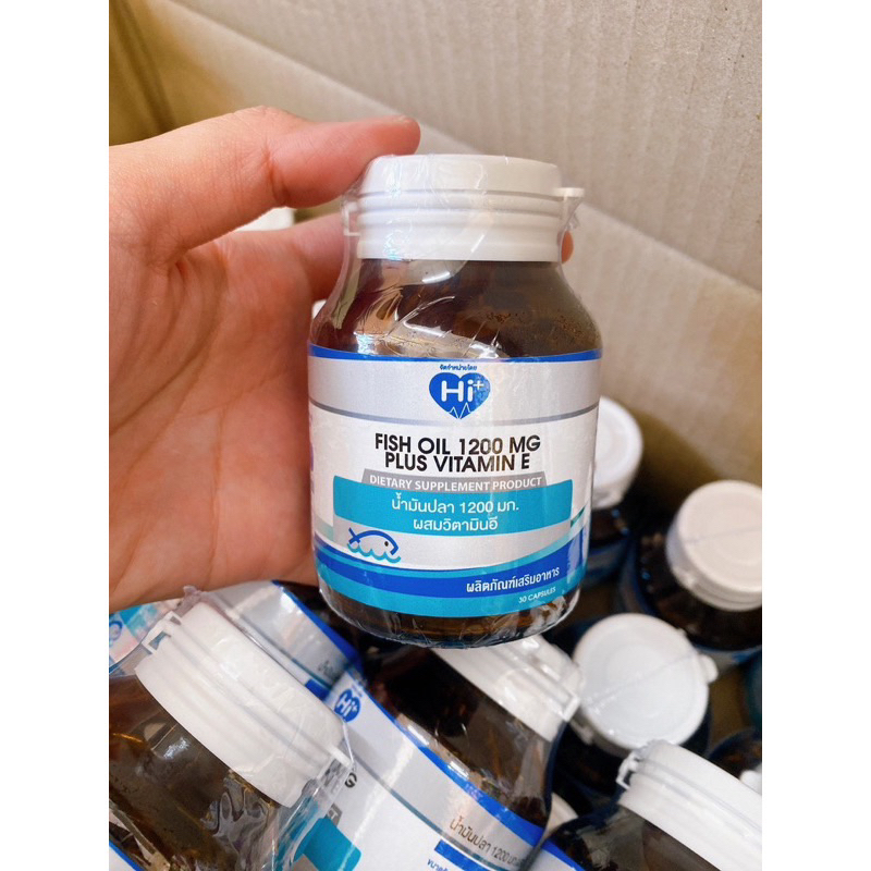 Hi Plus Fish Oil Plus vitamin E 1200 mg 30 Capsule (1ขวด) น้ำมันปลา ความจำดี เพิ่มไขมันตัวดี