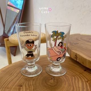 [พร้อมส่ง] ins แก้วน้ำสไตล์เกาหลีวินเทจ แก้วน้ำ vintage cute 🌴