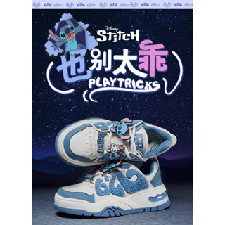 Teenmix x Stitch รองเท้าผ้าใบสีขาวทรงขนมปัง รองเท้าผู้หญิง ดิสนีย์
