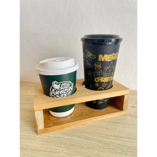 บล็อคหลุมไม้วางแก้ว 1-4 ช่องงานไม้สักสวยๆ วางแก้วน้ำขนาด 16-22 oz. ที่จัดระเบียบวางแก้ว
