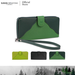 Louis Montini กระเป๋าสตางค์หนังวัวซาเฟียโน่ กระเป๋าสตางค์ผู้หญิง หนังแท้ Series Black Forest Womens wallet WL45