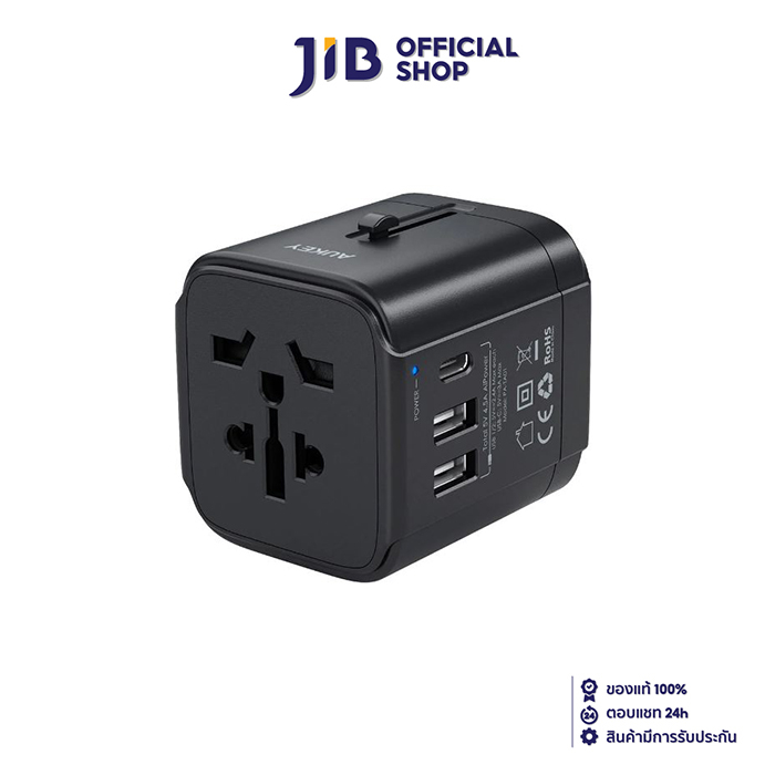 ADAPTER CHARGER (อะแดปเตอร์) AUKEY TRAVEL ADAPTER WALL CHARGER WITH USB-C AND USB-A PORTS (PA-TA01) 