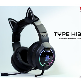 หูฟังเกมมิ่ง EGA H13 USB ระบบ 7.1 Suround Sound สีดำมีหูแมวน่ารักๆ