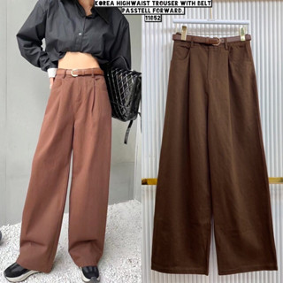 🇰🇷New🇰🇷  Korea highwaist trousers with belt มาใหม่เลยค้า กับ กางเกงเกาหลีรุ่นใหม่ เรียบๆแต่เก๋ทรงสวยผ้าดีมากกก