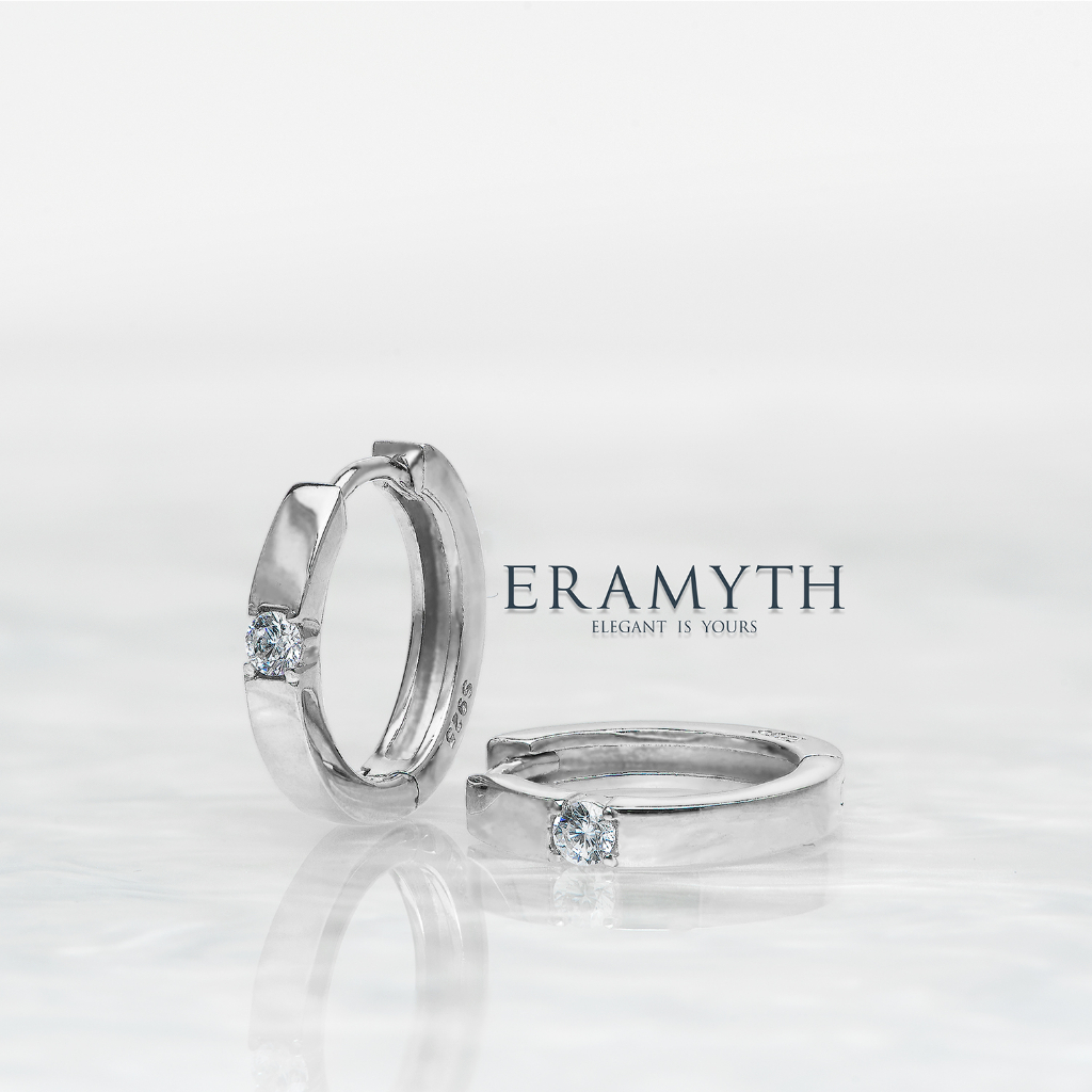 Eramyth : ต่างหูห่วง เงินแท้92.5 ขนาด15mm เพชรCZ รวม ชุบสีทองคำขาว,สีโรสโกล์,สีทอง,สีแบล็ค SH-0234 (พร้อมส่งค่ะ)