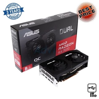 VGA ASUS RADEON RX 7600 DUAL O8G - 8GB GDDR6 ประกัน 3Y การ์ดจอ กราฟิกการ์ด